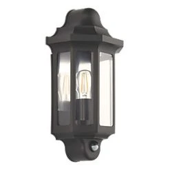 LAP Outdoor Half Lantern Wall Light With PIR Sensor Satin Black