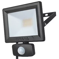 Luceco ECO Slimline Outdoor LED Floodlight With PIR Sensor Black 20W 1600lm