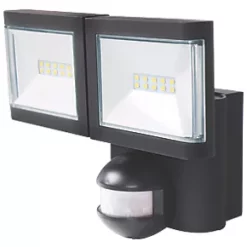 LAP Indoor & Outdoor LED Twin Floodlight With PIR Sensor Black 2 x 10W 1900lm