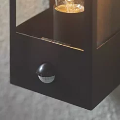 LAP Breton Outdoor Rectangular Frame Lantern With PIR Sensor Matt Black -LightPro Shop 338PG A2