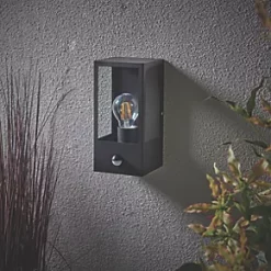 LAP Breton Outdoor Rectangular Frame Lantern With PIR Sensor Matt Black -LightPro Shop 338PG A3