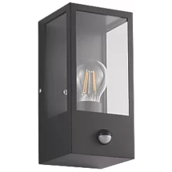 LAP Breton Outdoor Rectangular Frame Lantern With PIR Sensor Matt Black