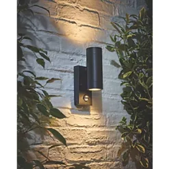 LAP Bronx Outdoor Up & Down Wall Light With PIR Sensor Black -LightPro Shop 3691R A4
