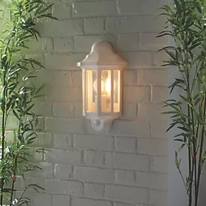 LAP Outdoor Half Lantern Wall Light With PIR Sensor White 4 LAP Outdoor Half Lantern Wall Light With PIR Sensor White - Image 4