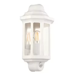 LAP Outdoor Half Lantern Wall Light With PIR Sensor White