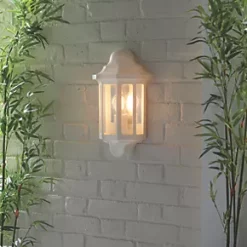 LAP Outdoor Half Lantern Wall Light Matt White -LightPro Shop 495PG A3