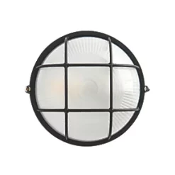 LAP Napoli Indoor & Outdoor Round Caged Bulkhead Black -LightPro Shop 589PG A2