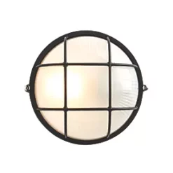 LAP Napoli Indoor & Outdoor Round Caged Bulkhead Black -LightPro Shop 589PG A3