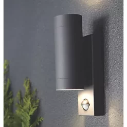 LAP Candiac Outdoor LED Up & Down Wall Light With PIR Sensor Charcoal Grey 5.3W 2 x 350lm -LightPro Shop 6287X A2