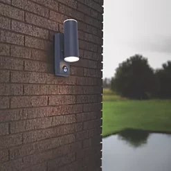 LAP Outdoor LED Wall Light With PIR Sensor Charcoal Grey 9W 760lm -LightPro Shop 762PP A3