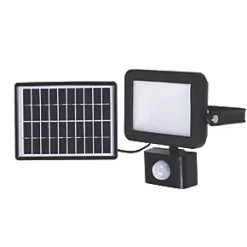 LAP RB0256A Outdoor LED Solar Floodlight With PIR Sensor Black 600lm