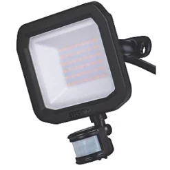 Luceco Castra Outdoor LED Floodlight With PIR Sensor Black 30W 3000lm